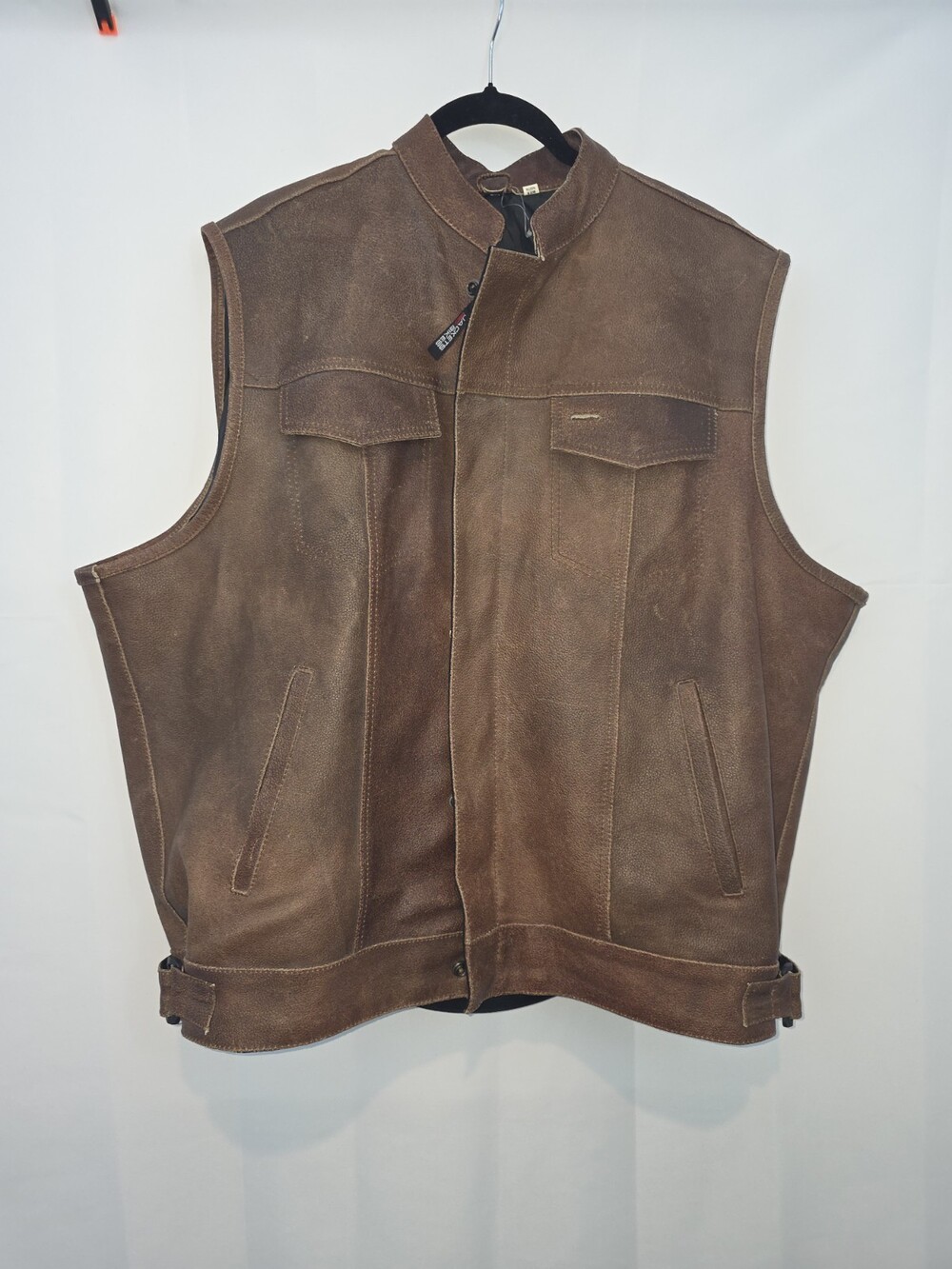 Jackets4Bikes Leather Anarchy Motorcycle Concealed Carry Vest Coffee Brown Large
